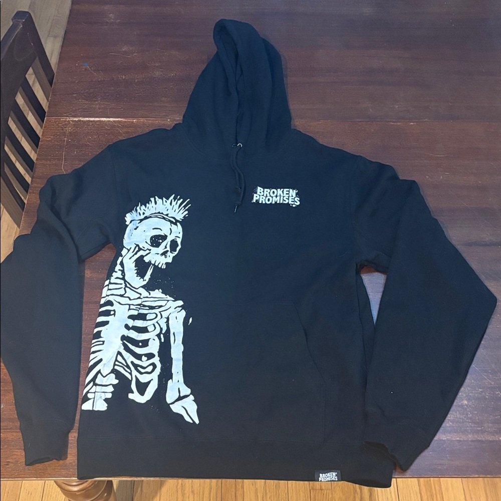 Broken‎ Promises Black Skeleton Graphic Hoodie